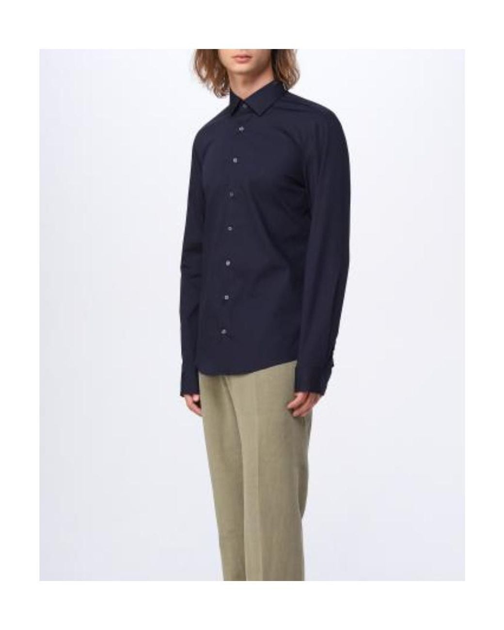 Calvin Klein Blue Button-Up Poplin Shirt for men