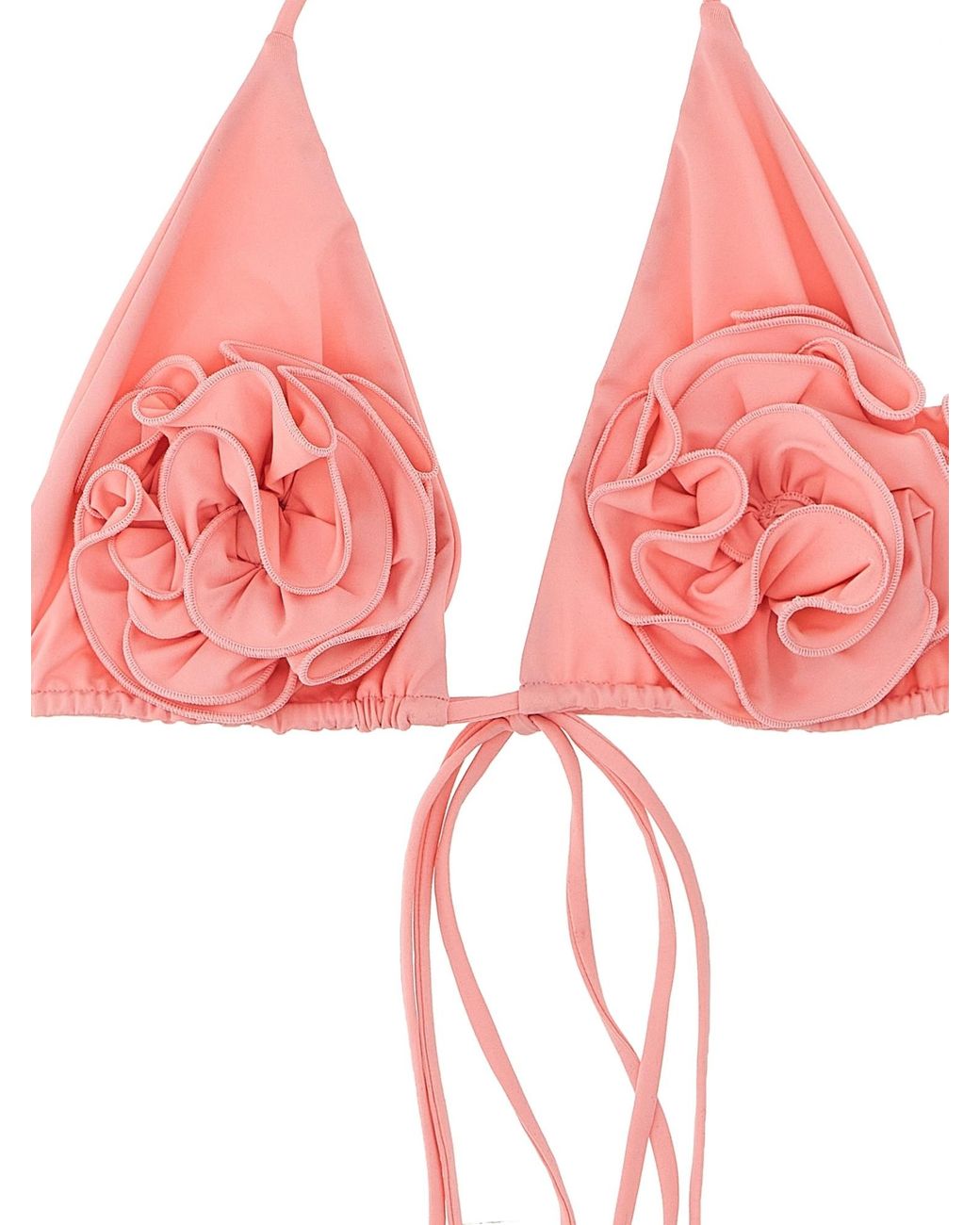 Magda Butrym Red Floral-Appliqué Halterneck Triangle Bikini Top