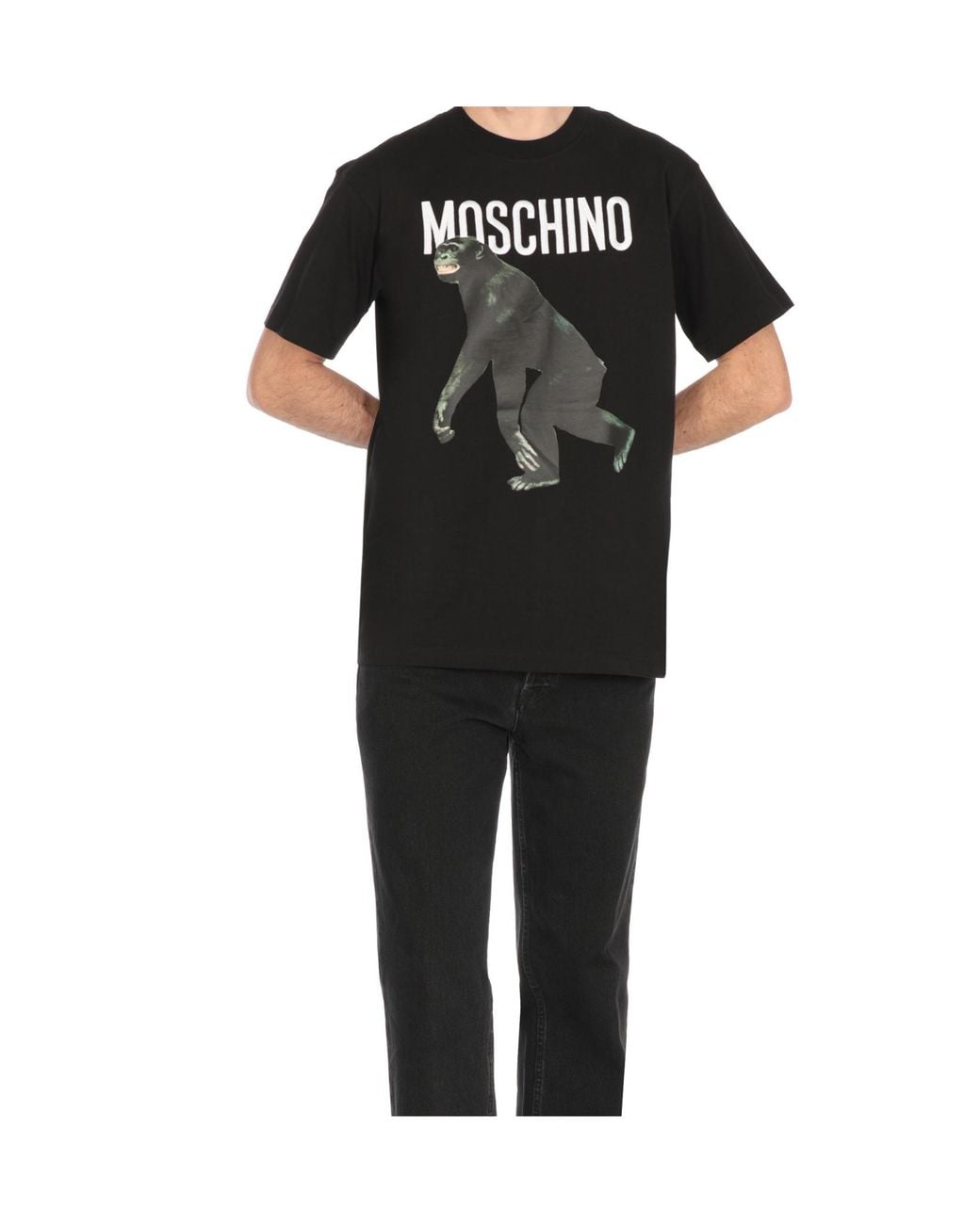 Moschino Black Logo Printed Crewneck T-Shirt for men