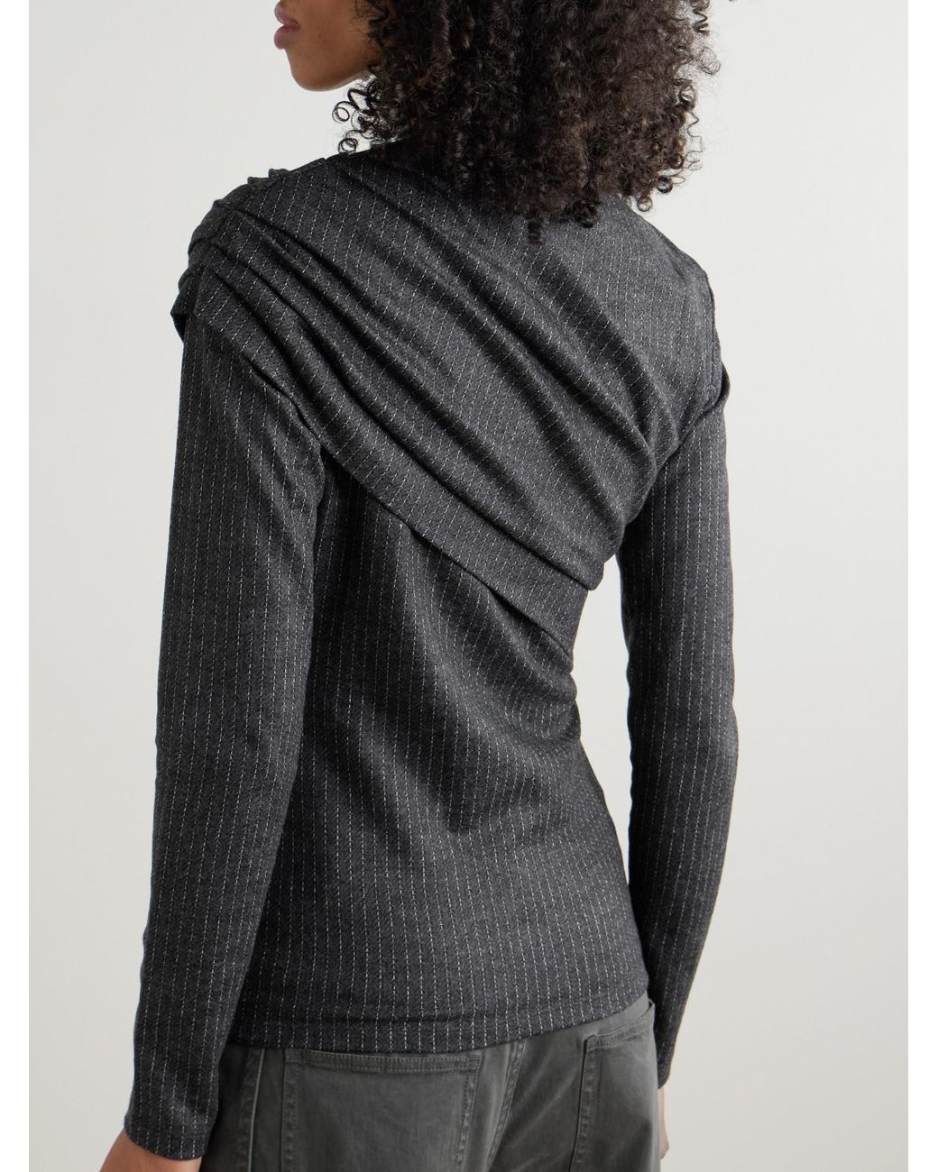 Isabel Marant Black Draped Wool And Cotton-Blend Jersey Top