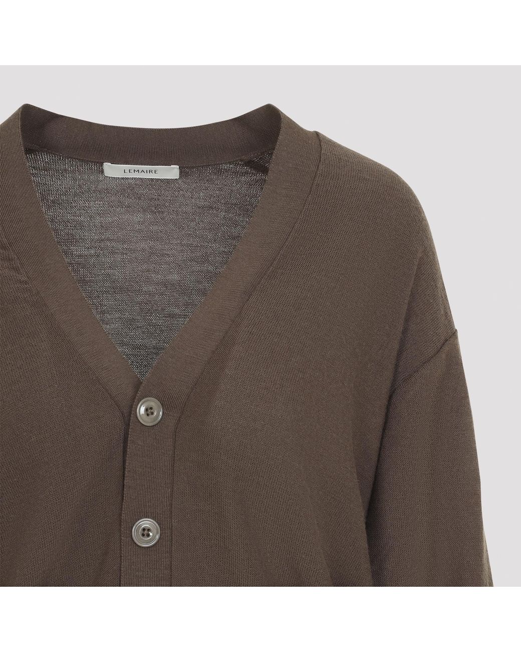Lemaire Brown Long Sleeved Cardigan for men