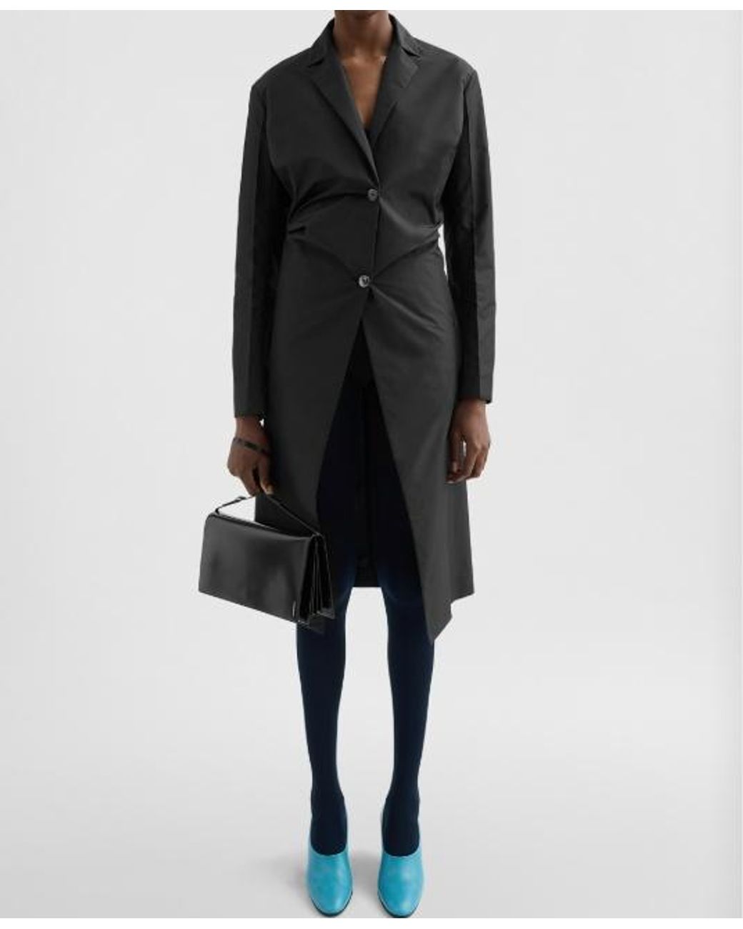 Jil Sander Black Technical Faille Coat