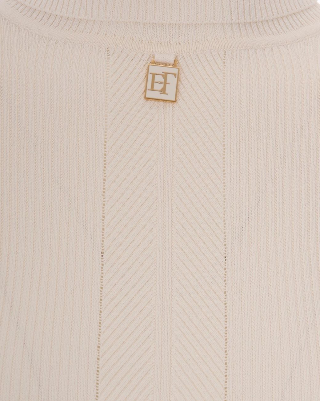 Elisabetta Franchi White Logo Plaque High-Neck Jumper