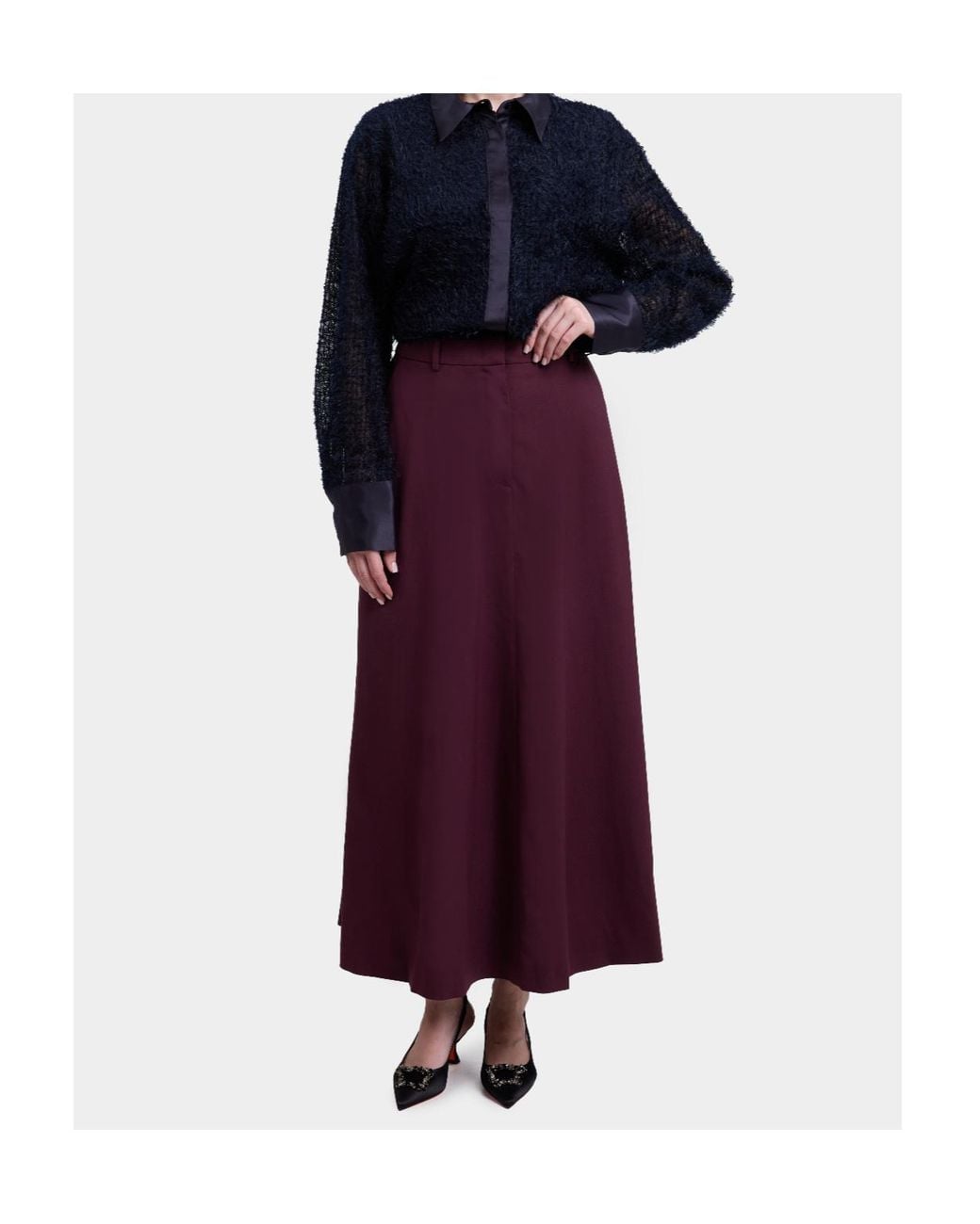 Peserico Purple Belt-Loops Midi A-Line Skirt