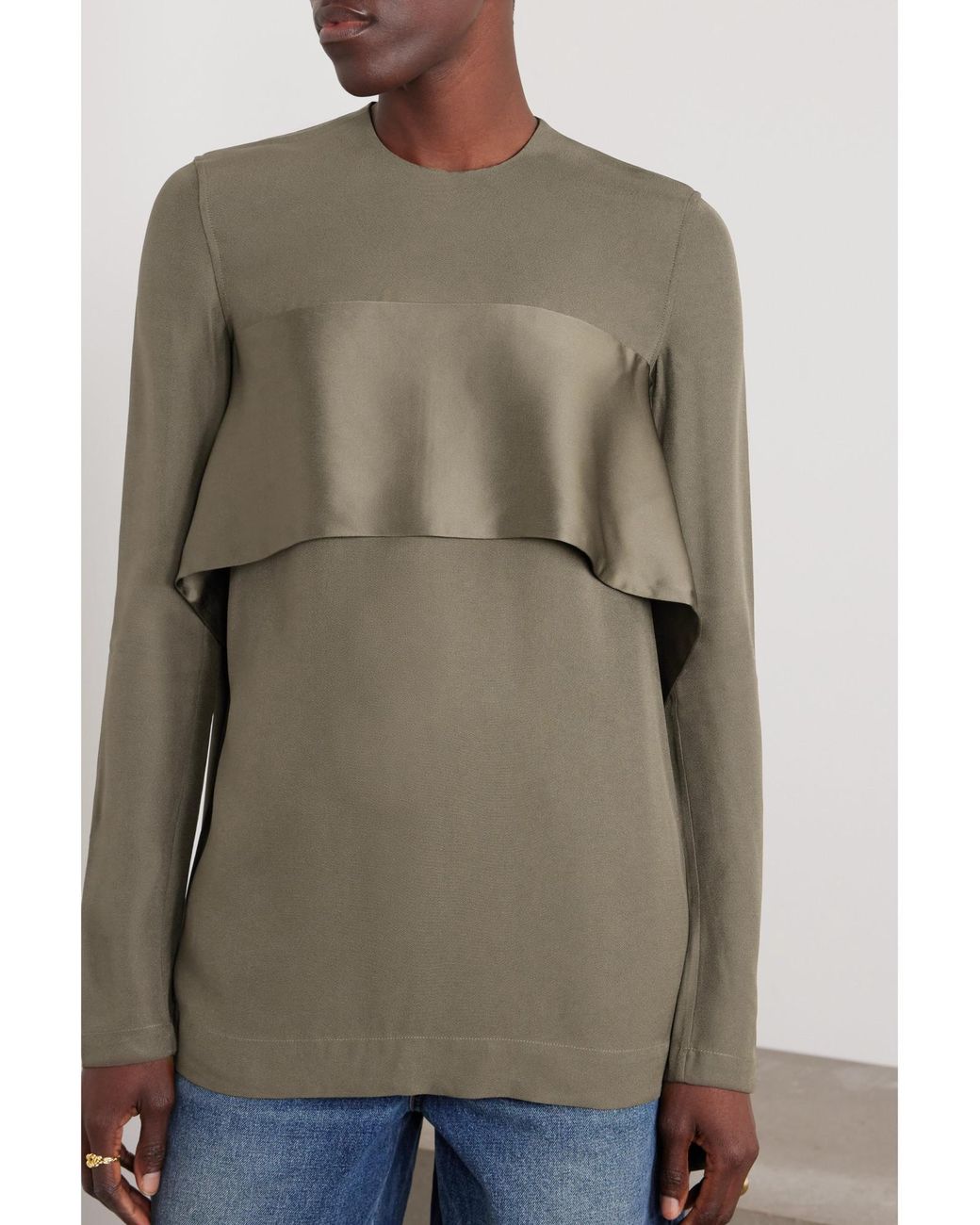 Totême  Brown Tie-Fastening Crepe Blouse
