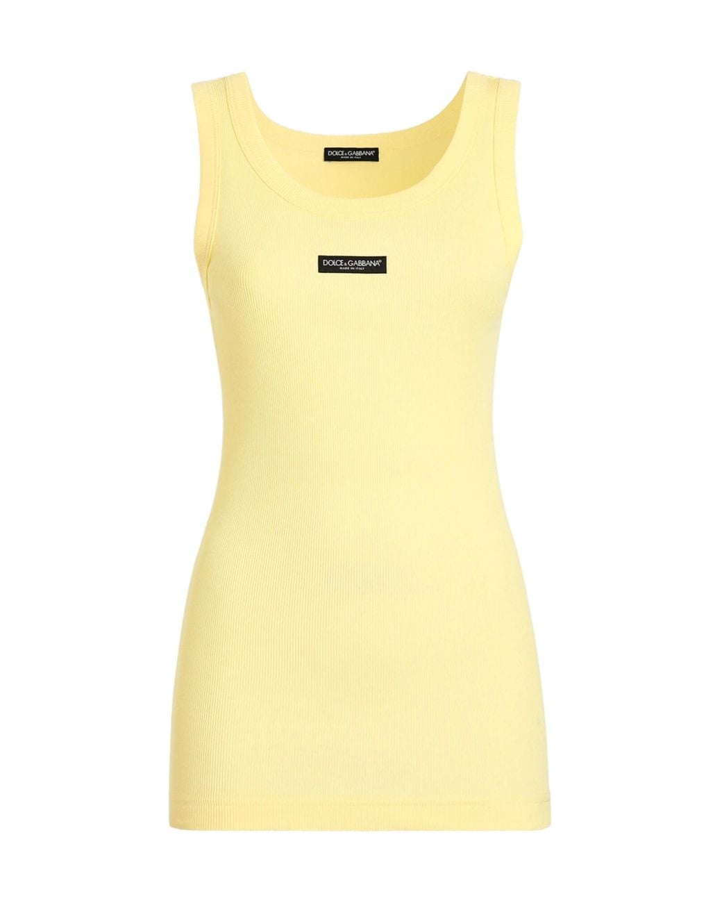 Dolce & Gabbana Yellow Logo Patch Ribbed Tank Top