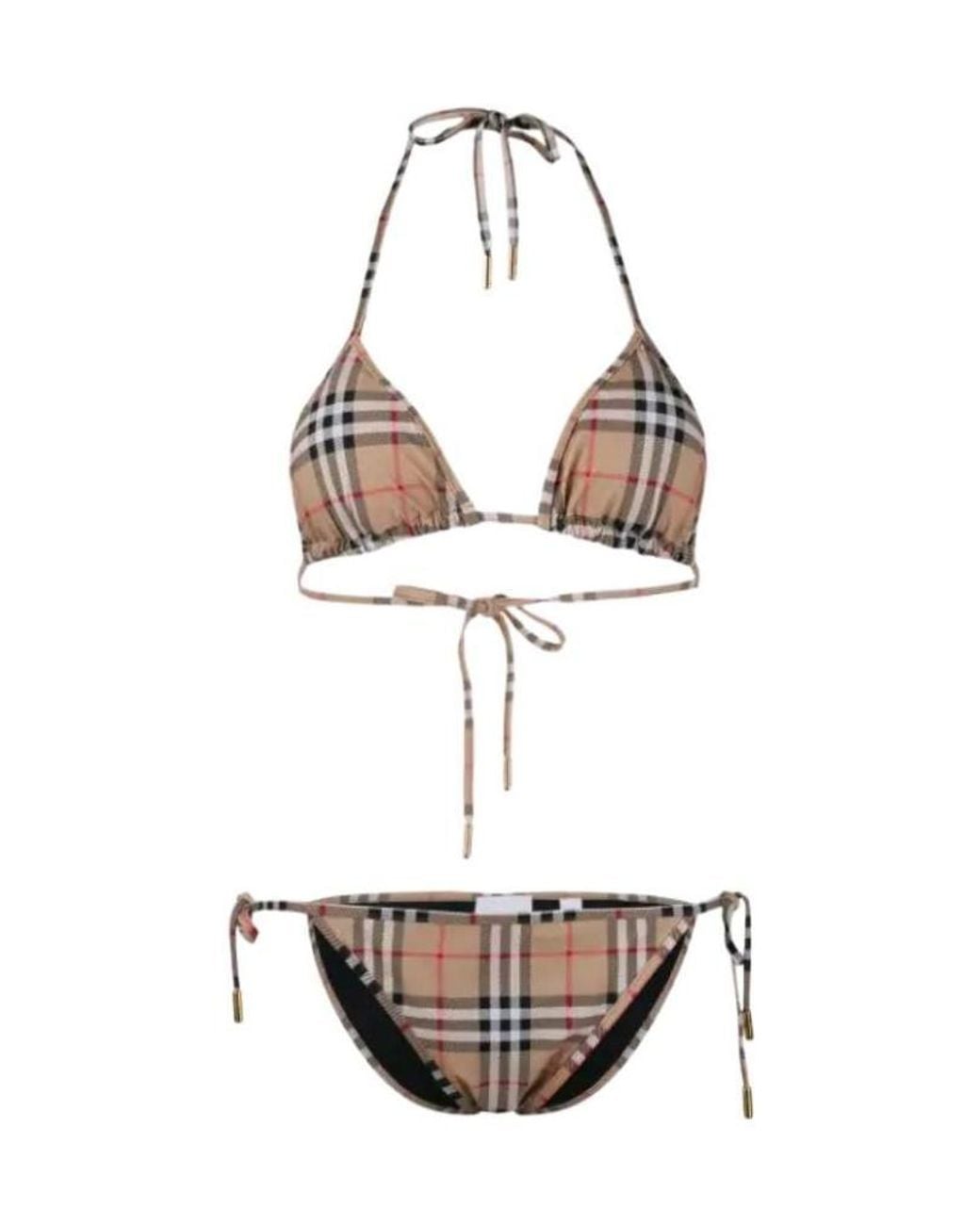 Burberry White Vintage Check Bikini Set