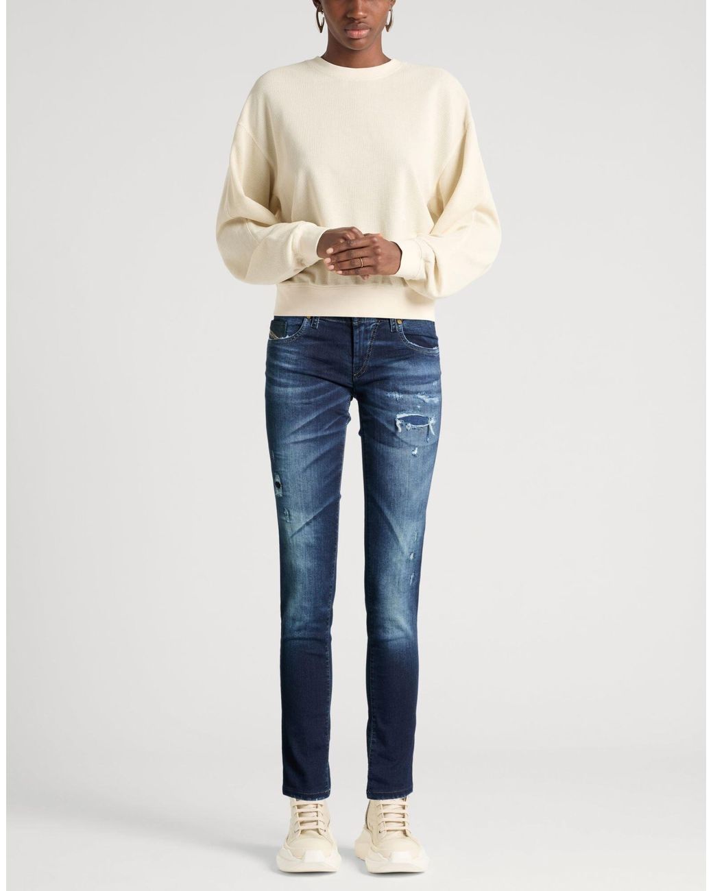 DIESEL Blue Dark Stretch Ripped Jeans