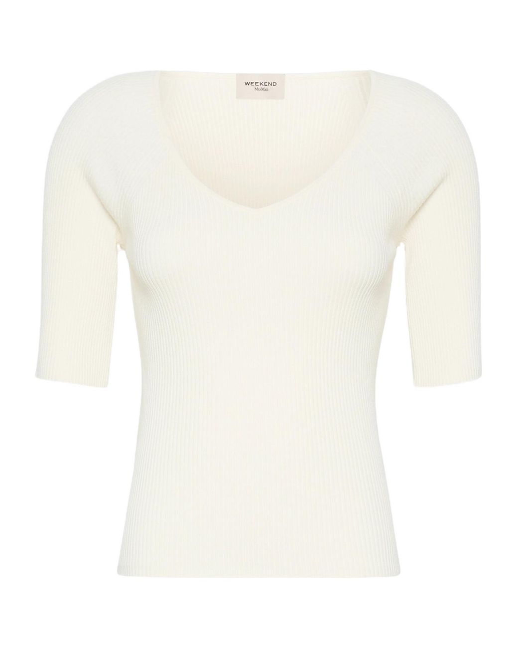 Weekend by Maxmara White Ribbed Knit Sweater