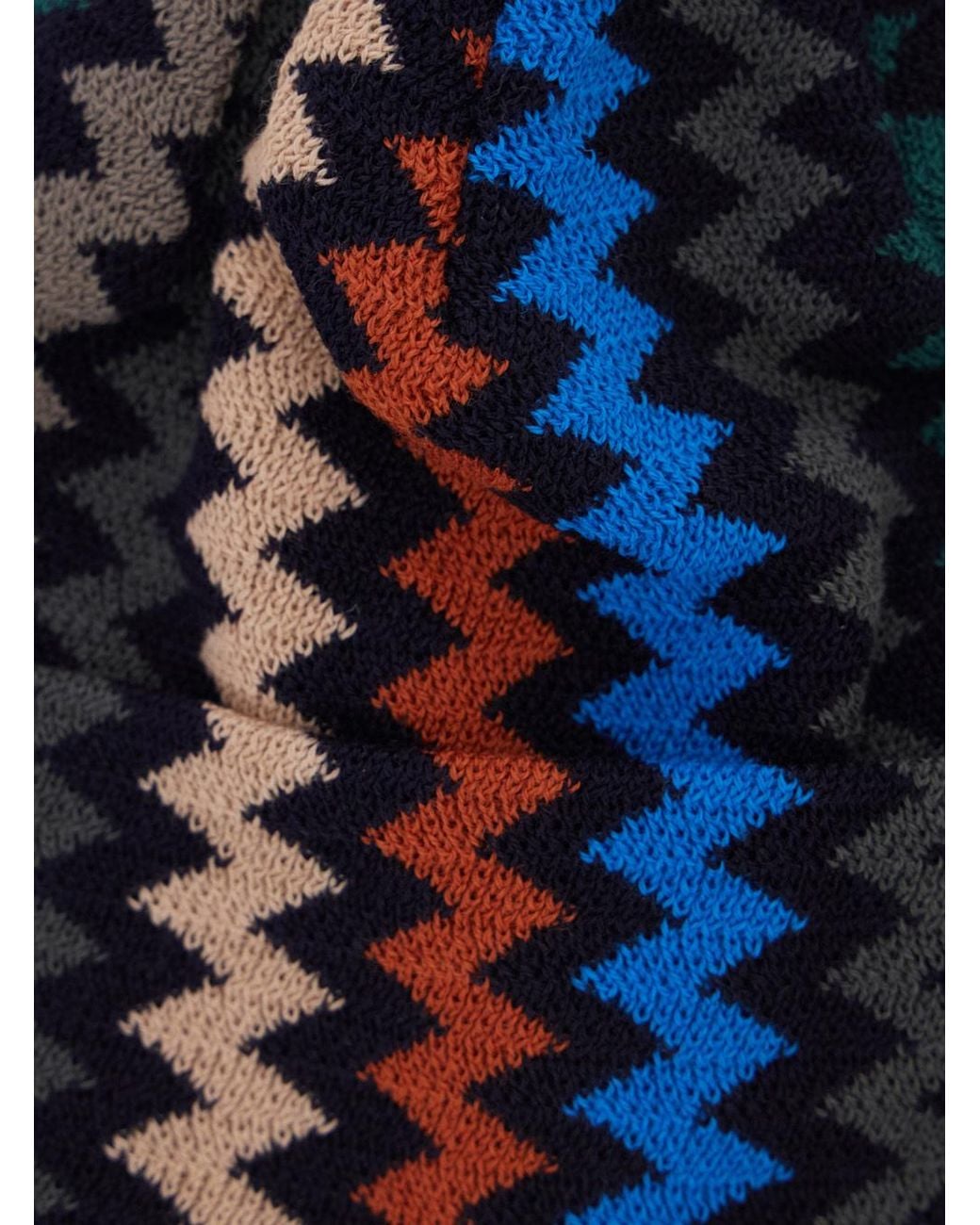 Missoni Blue Zig Zag Patterned Beanie for men