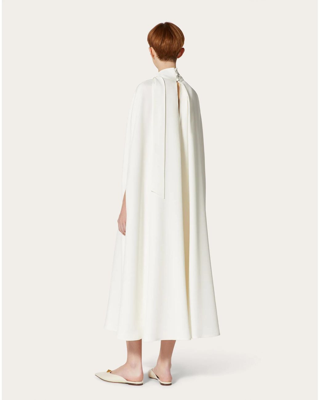 Valentino White Pendant Cape Dress