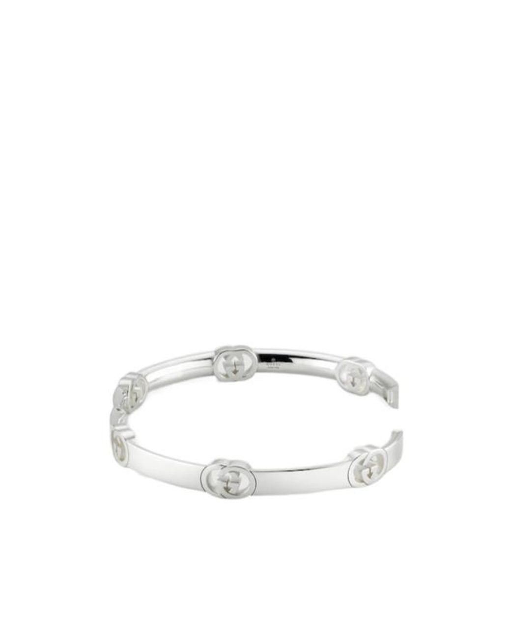 Gucci White Interlocking Bangle Bracelet