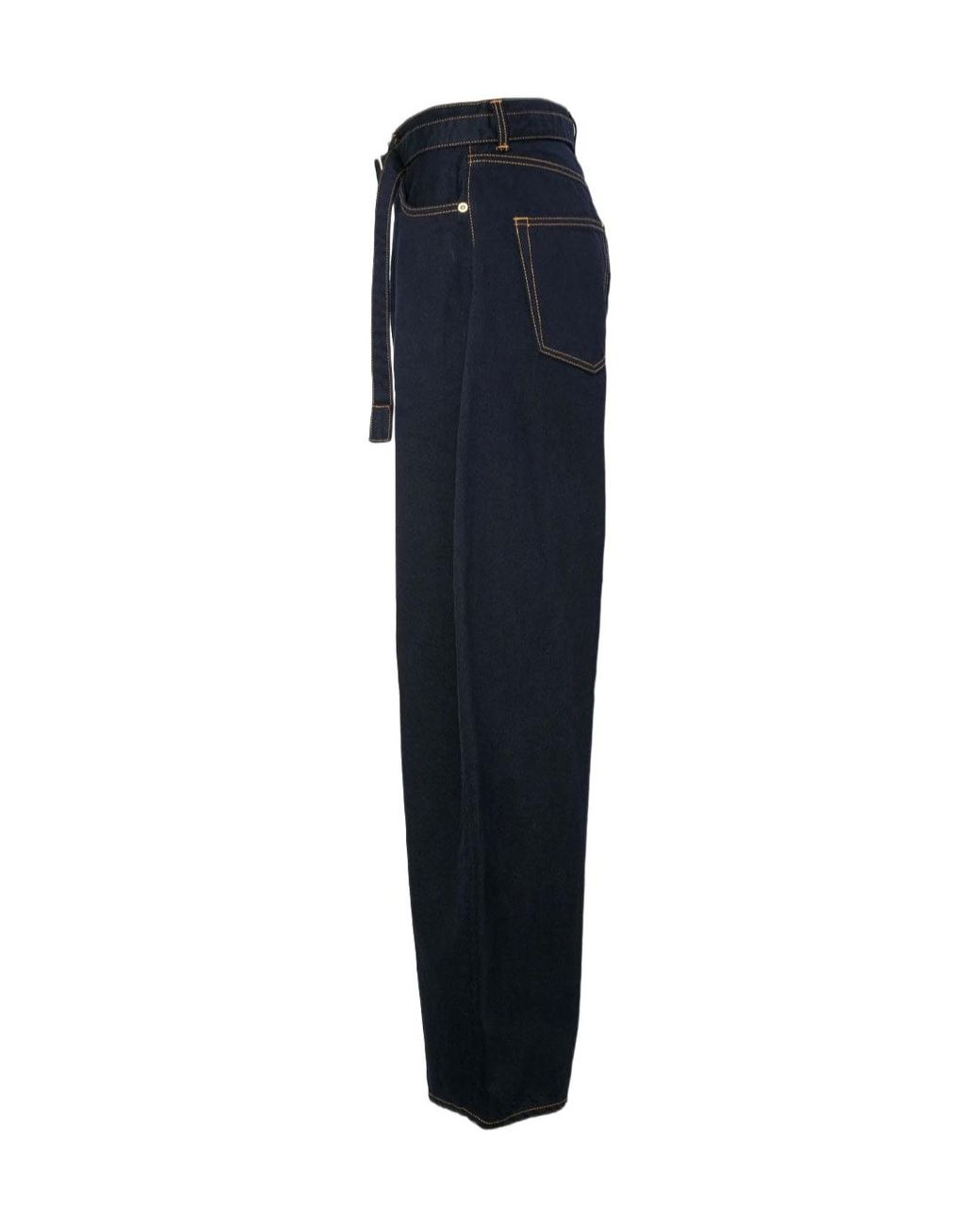 Sacai Blue Belted Contrast-Stitch Jeans