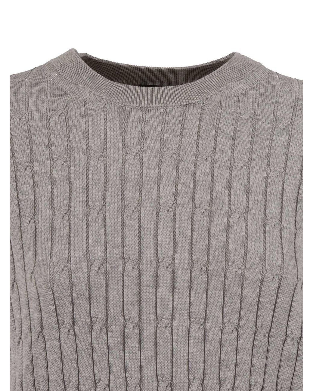 Peserico Gray Crewneck Ribbed Jumper for men