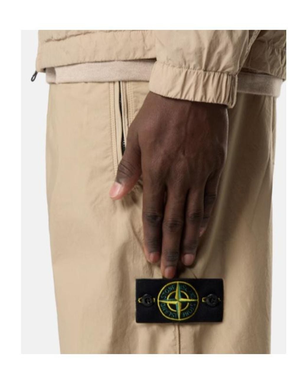 Stone Island Natural Logo Patch Loose-Fit Trousers for men