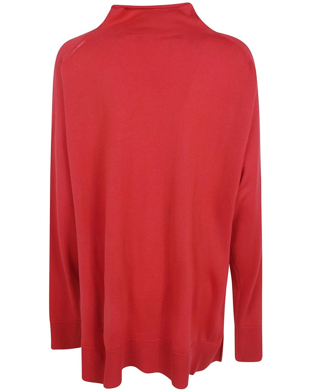 Magda Butrym Red Rosette-Detail Asymmetric Sweater
