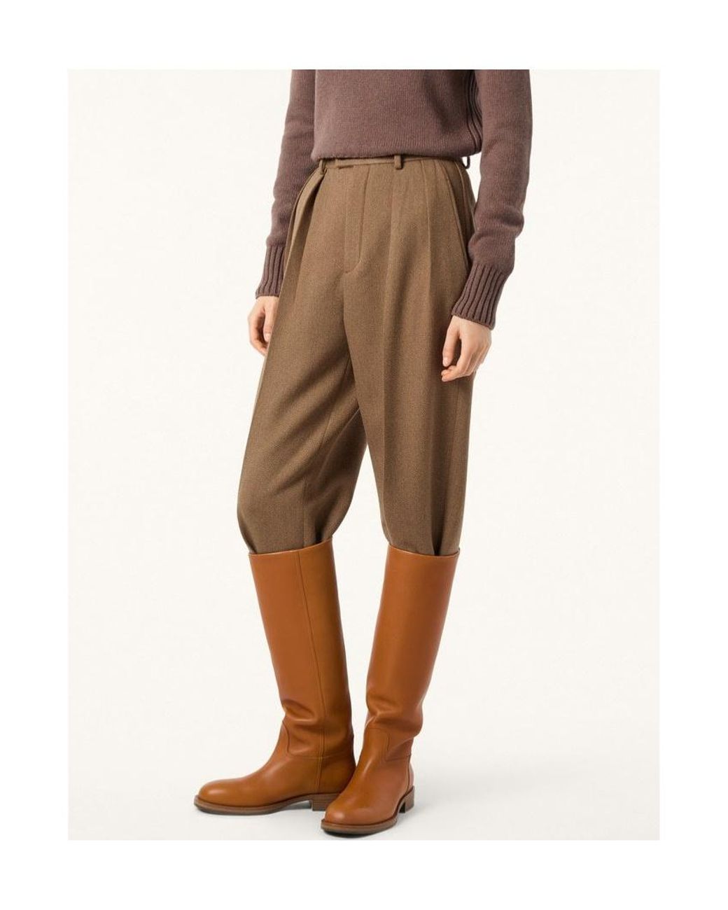 Loro Piana Natural Rodger Pleated Wool Trousers
