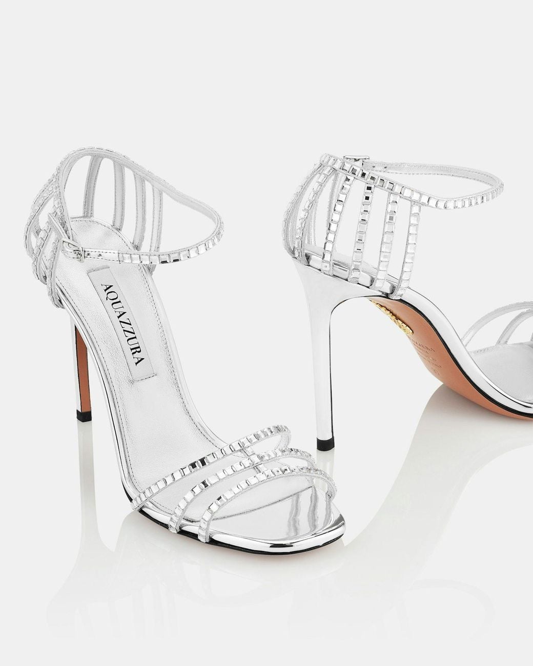 Aquazzura White Sensation Crystal Heeled Sandals