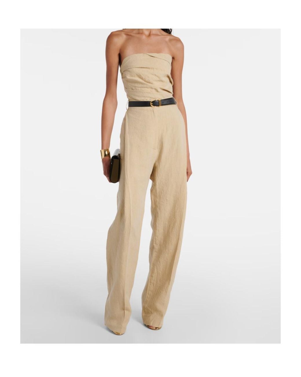 TOVE Natural Izel Strapless Linen Top