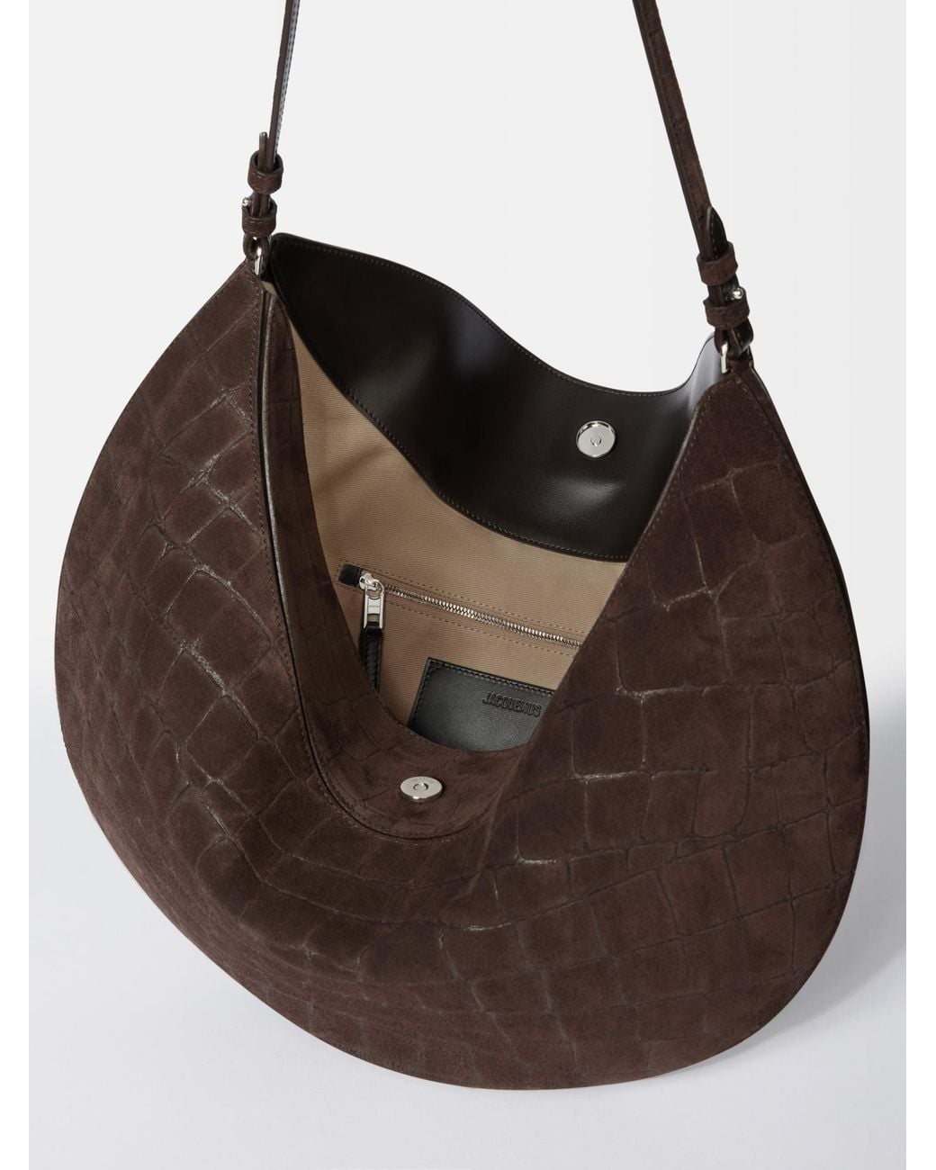 Jacquemus Brown The Ovalo Logo Embossed Shoulder Bag