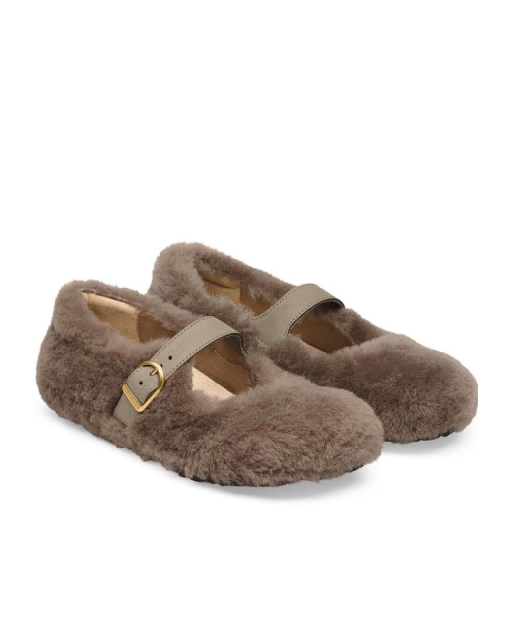 Birkenstock Brown Furry Buckled Clogs