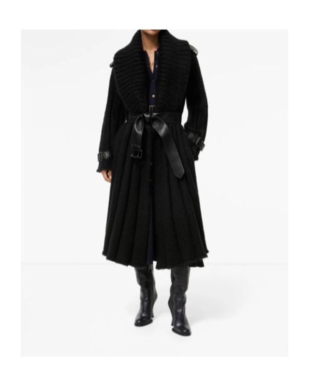 Burberry Black Wool Mohair Silk Coat