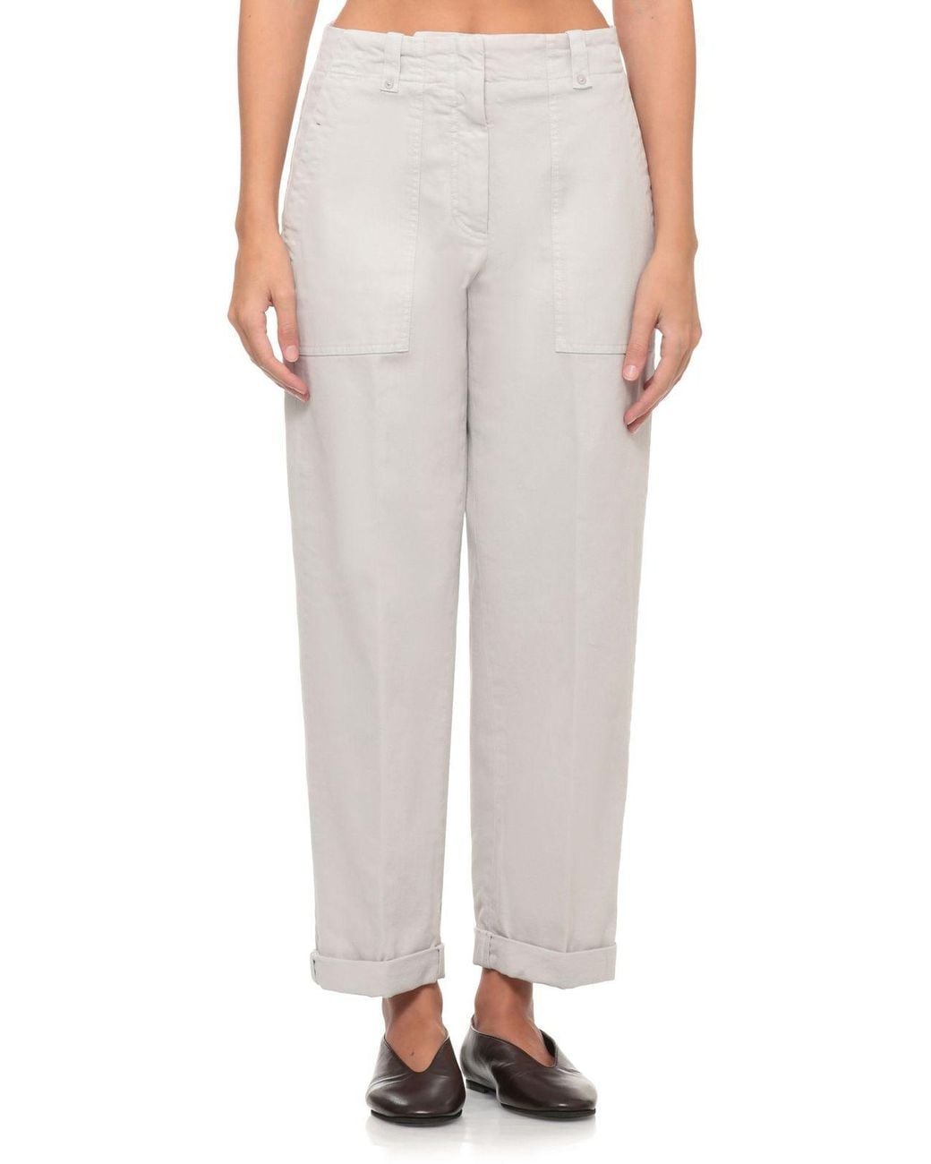 Peserico Gray Straight-Leg Cuffed Pants