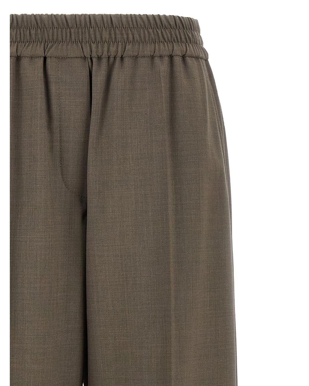 Brunello Cucinelli Brown Elastic Waist Straight-Leg Pants