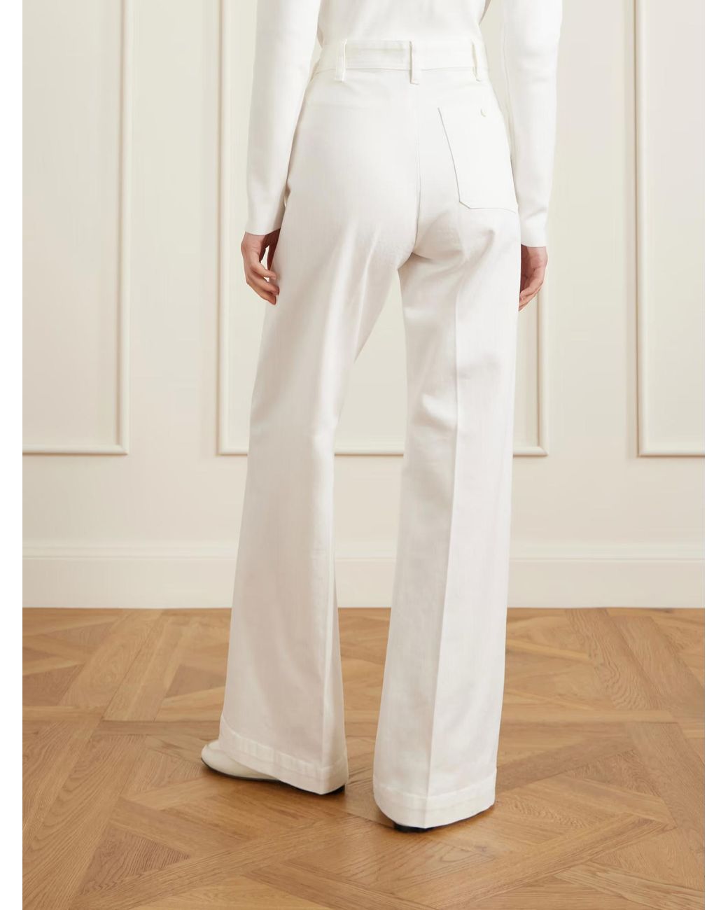 Polo Ralph Lauren White High-Waisted Flared Trousers