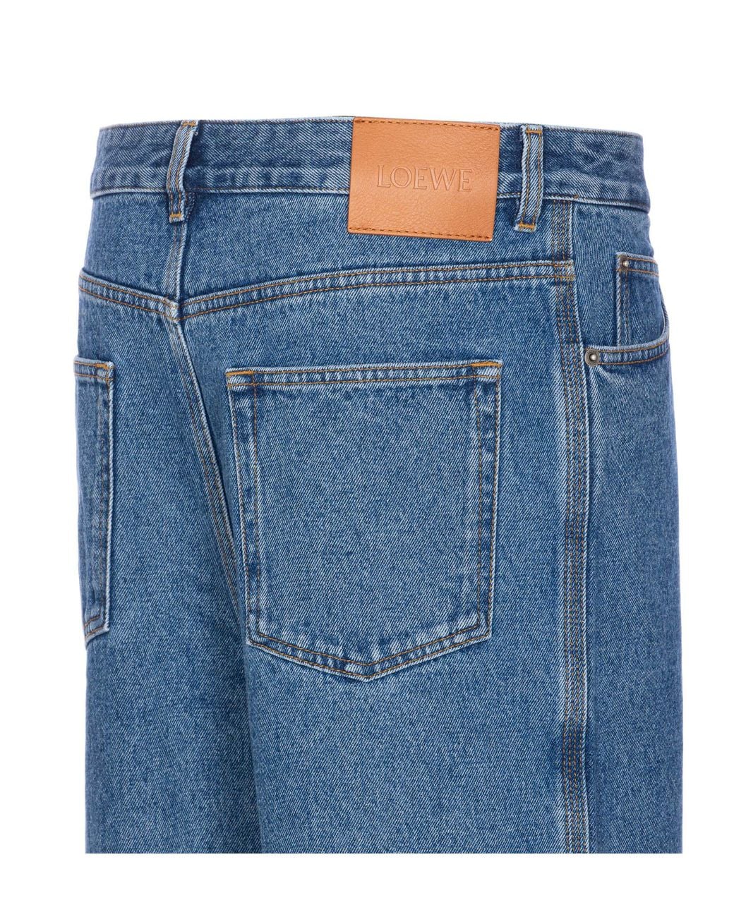 Loewe Blue Anagram-Embroidered Baggy Jeans for men
