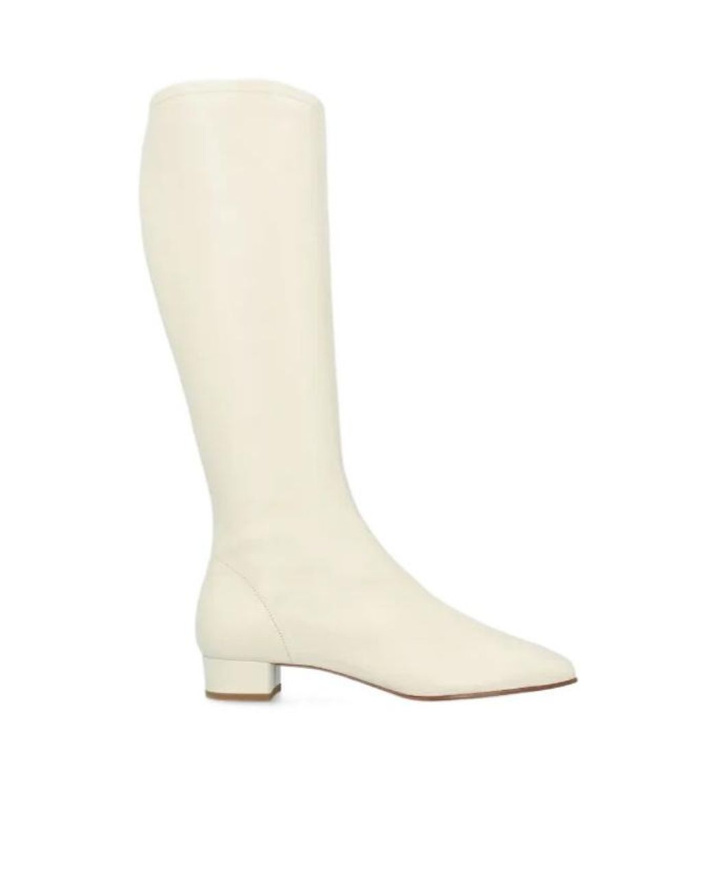 By Far White Edie Square-Toe Leather Knee-High Boots