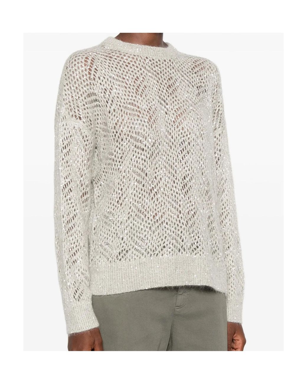 Brunello Cucinelli Natural Long-Sleeved Crewneck Jumper