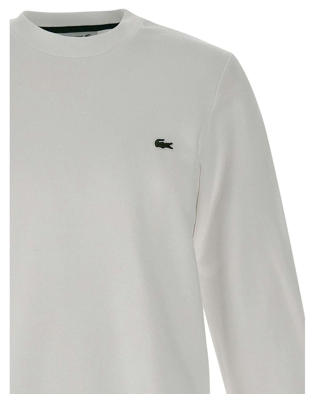 Lacoste White Classic Fit Fleece Sweatshirt for men
