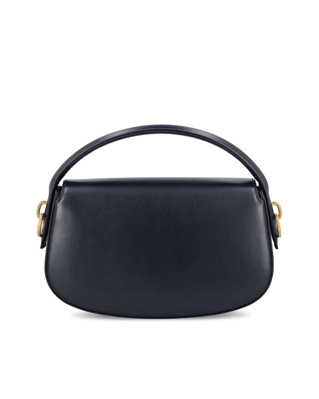 Saint Laurent Blue Logo Plaque Foldover Top Shoulder Bag