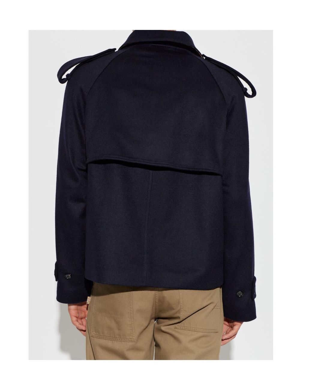 Burberry Blue Double Breasted Short Trench Coat for men