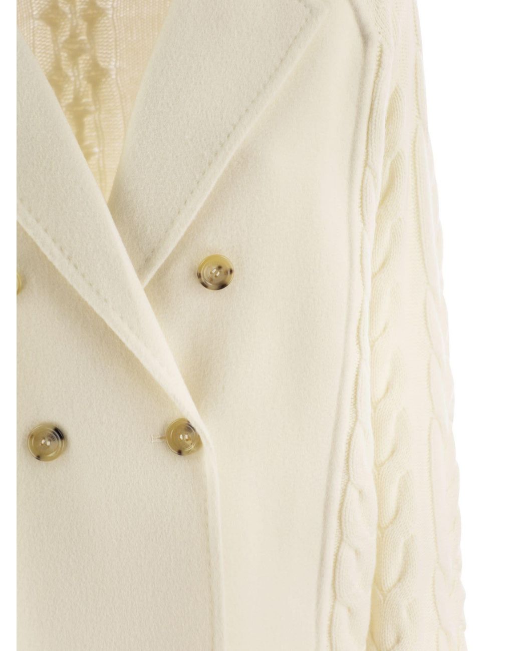 Max Mara White Micio Double-Breasted Cable-Knit Cardigan