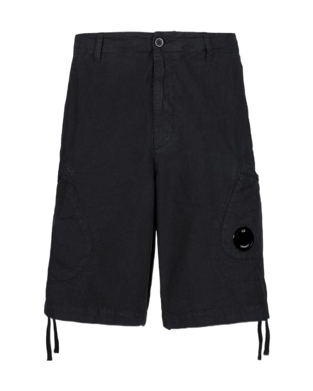 C P Company Blue Logo-Patch Cotton Shorts for men