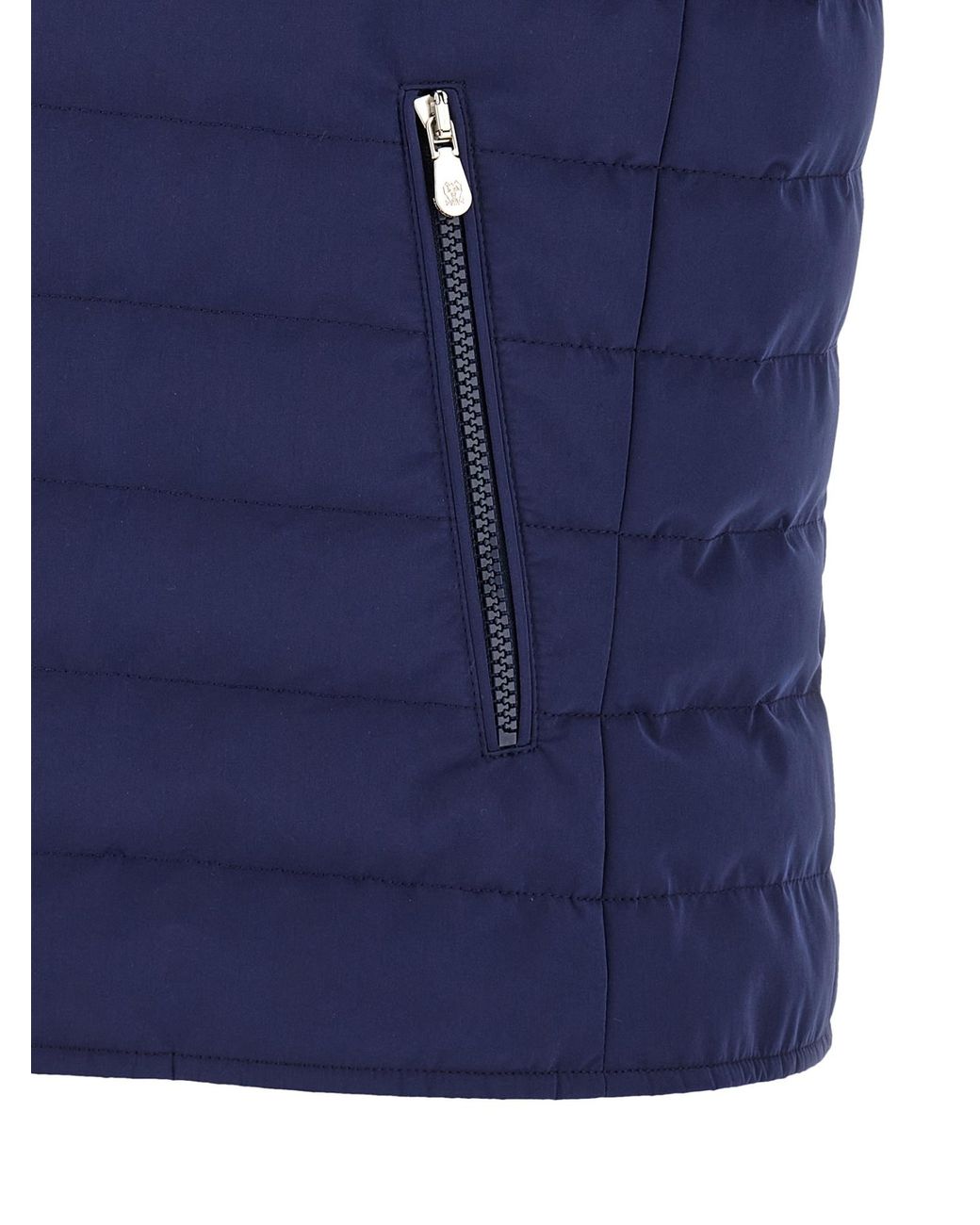 Brunello Cucinelli Blue Bonded Zip-Up Padded Vest for men