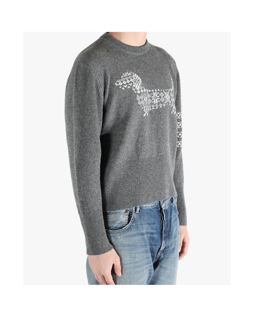 Thom Browne Gray Long-Sleeved Sweater for men