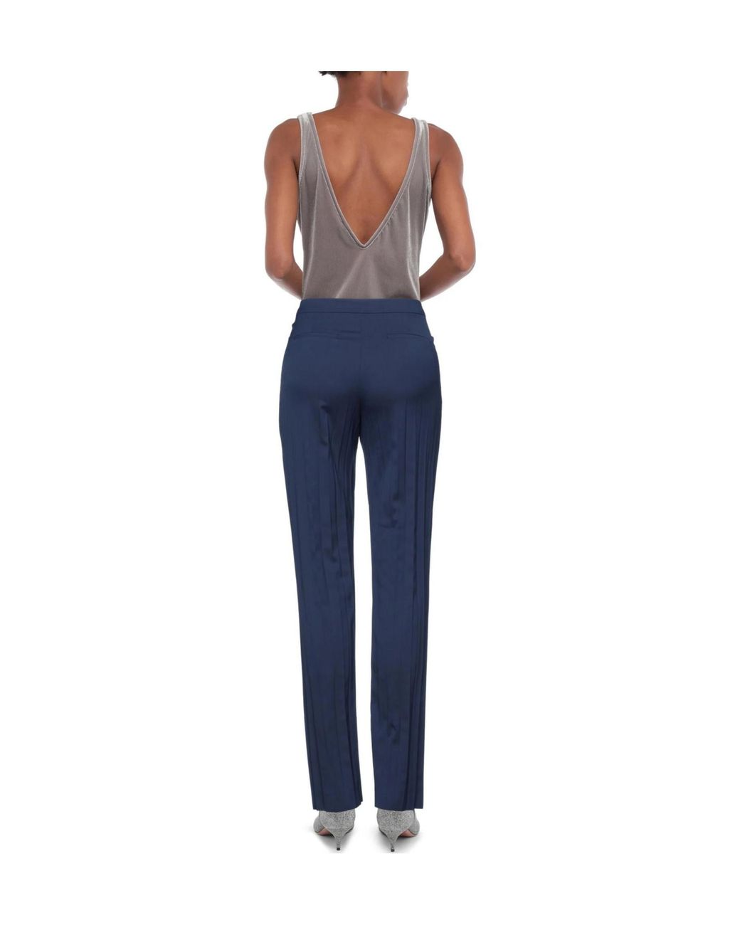 Sportmax Blue Solid Color Casual Trousers