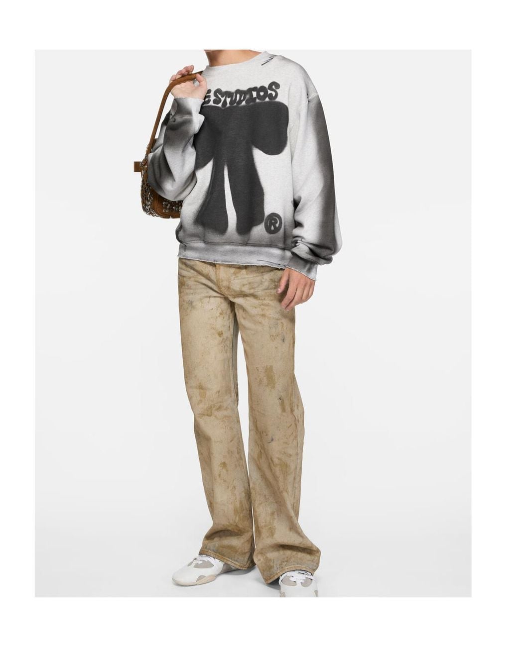 Acne Gray Graphic-Print Sweatshirt for men