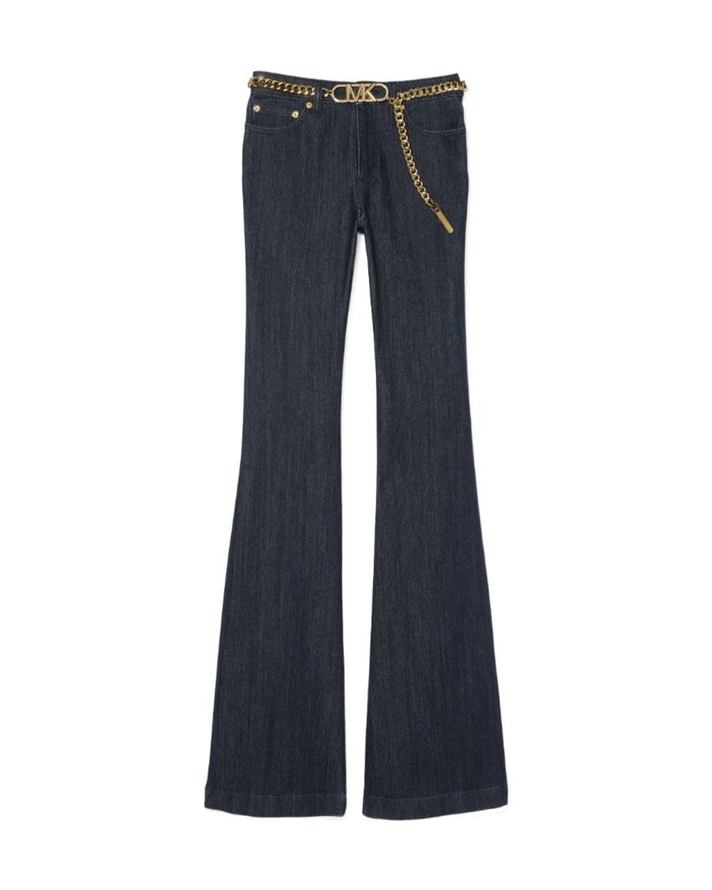 MICHAEL Michael Kors Blue Stretch Belted Flared Jeans