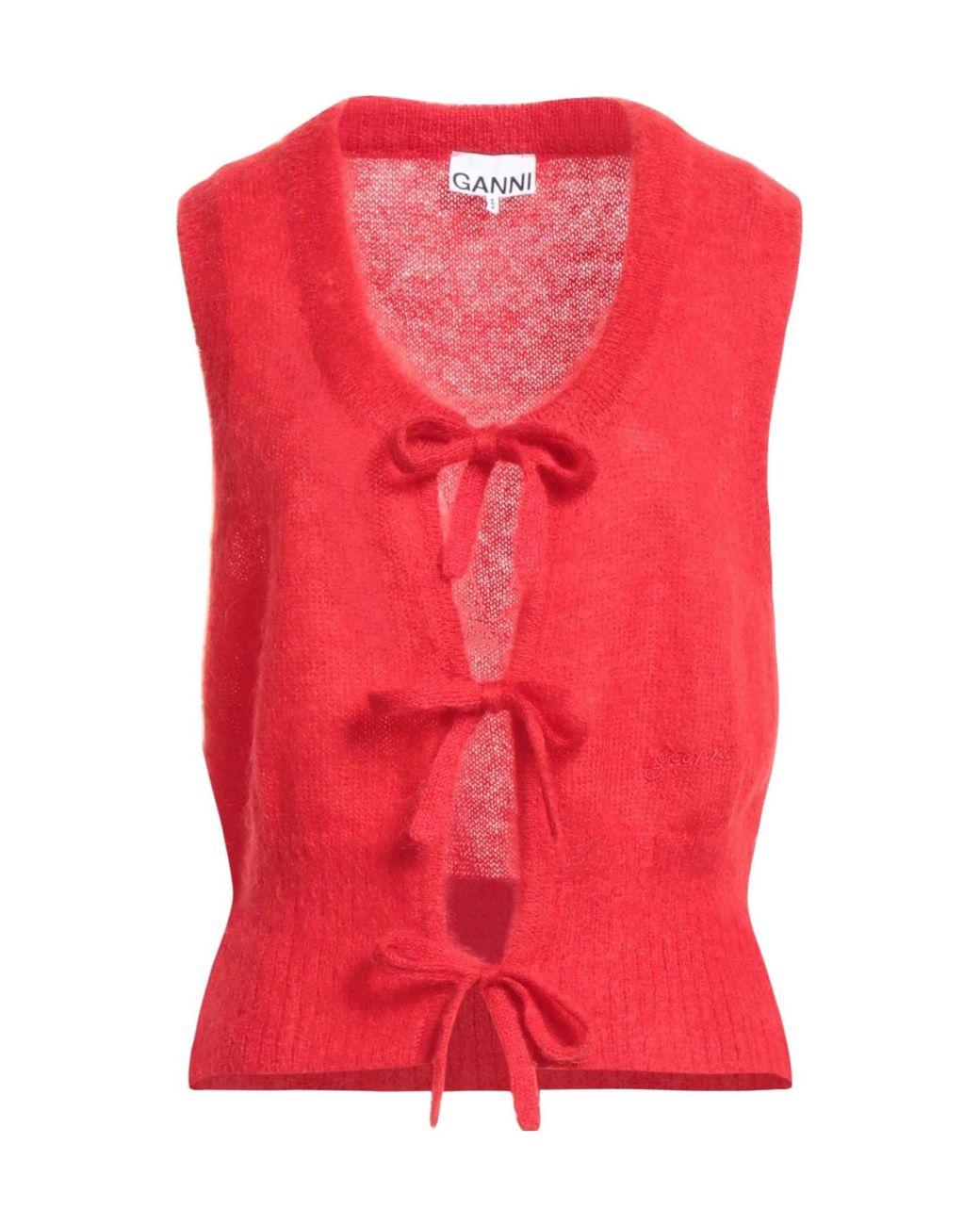 Ganni Pink Solid-Color Sleeveless Knitted Vest