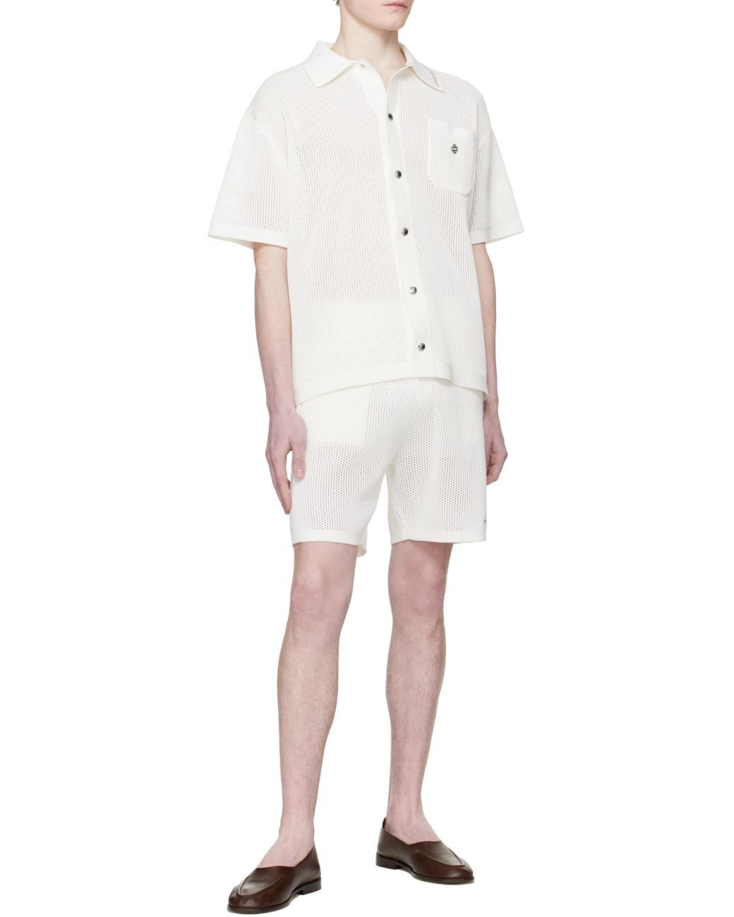 Casablanca White Short Sleeved Mesh Shirt for men