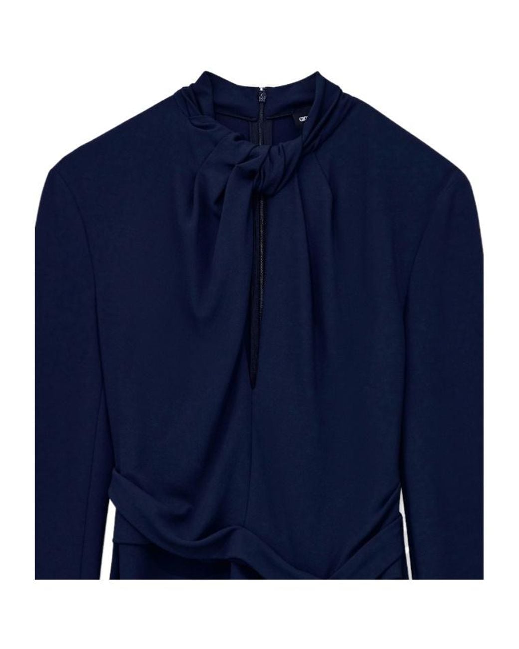 Giorgio Armani Blue Twist-Detail Keyhole-Neck Midi Dress