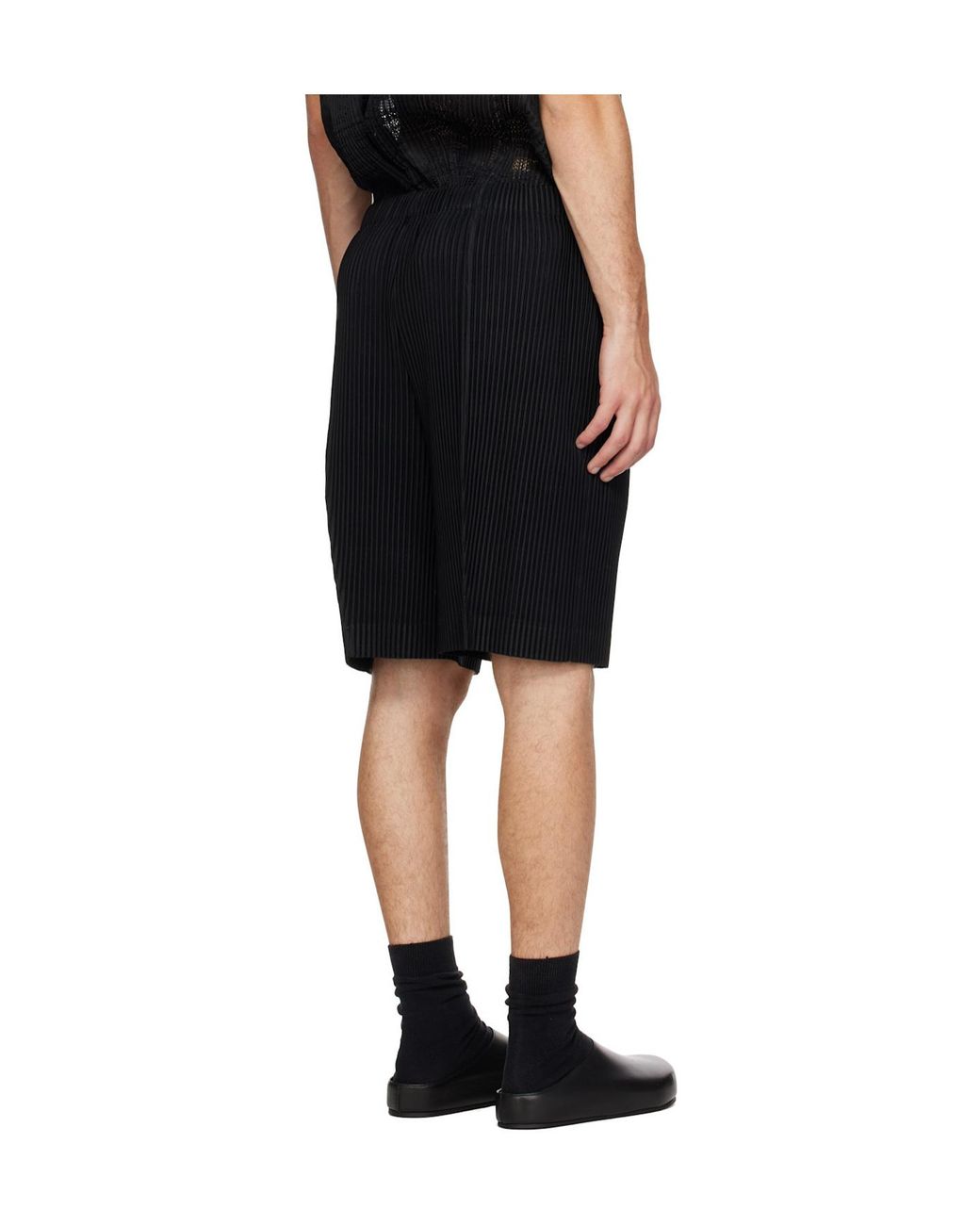 Homme Plissé Issey Miyake Black Homme Plissé Issey Miyake Pleated Straight-Hem Shorts for men
