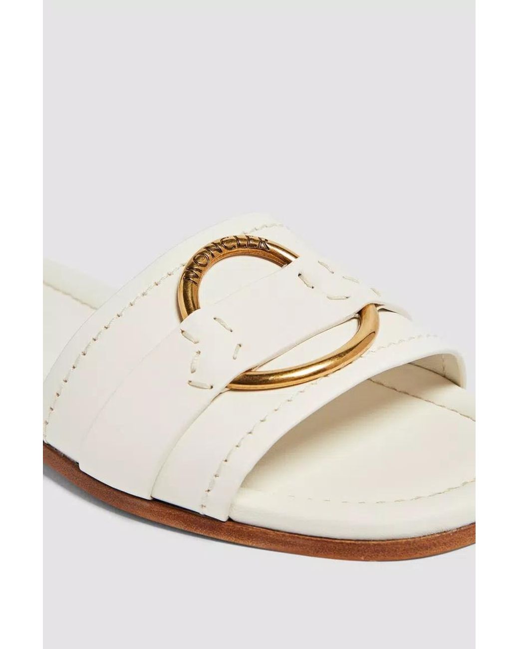 Moncler White Bell Slip-On Sliders