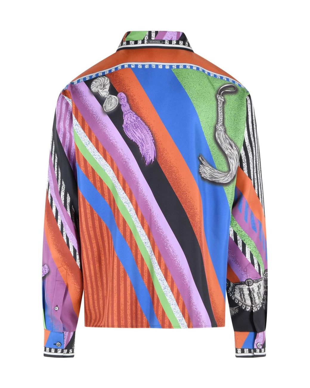 Versace Blue Tassel Printed Long-Sleeve Shirt for men