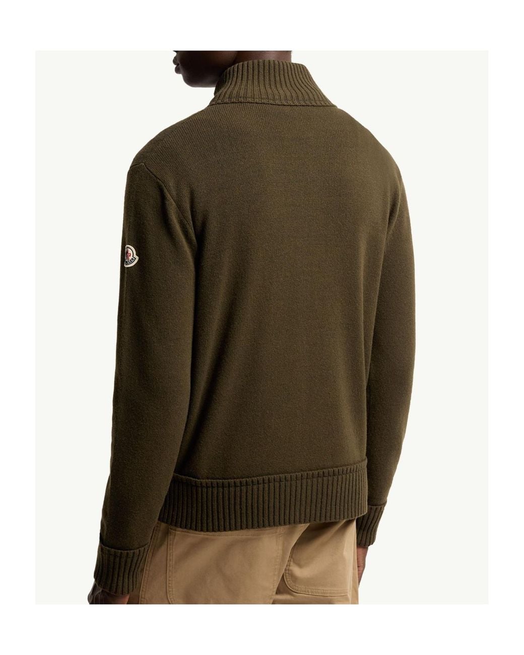 Moncler Green Zip-Up Stand-Collar Cardigan for men