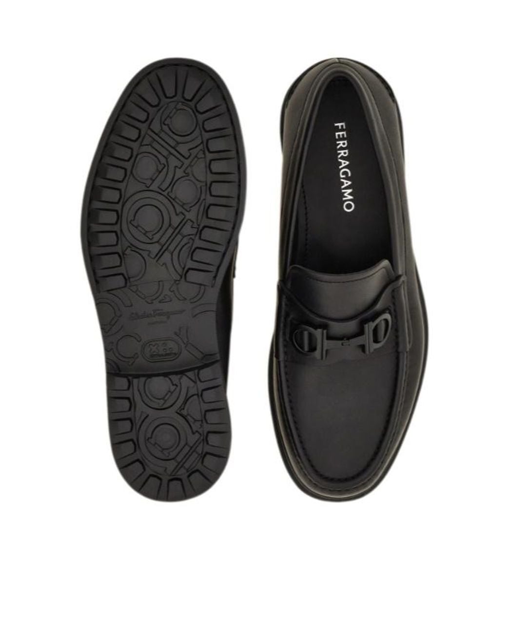 Ferragamo Black Loafer With Gancini Buckle for men